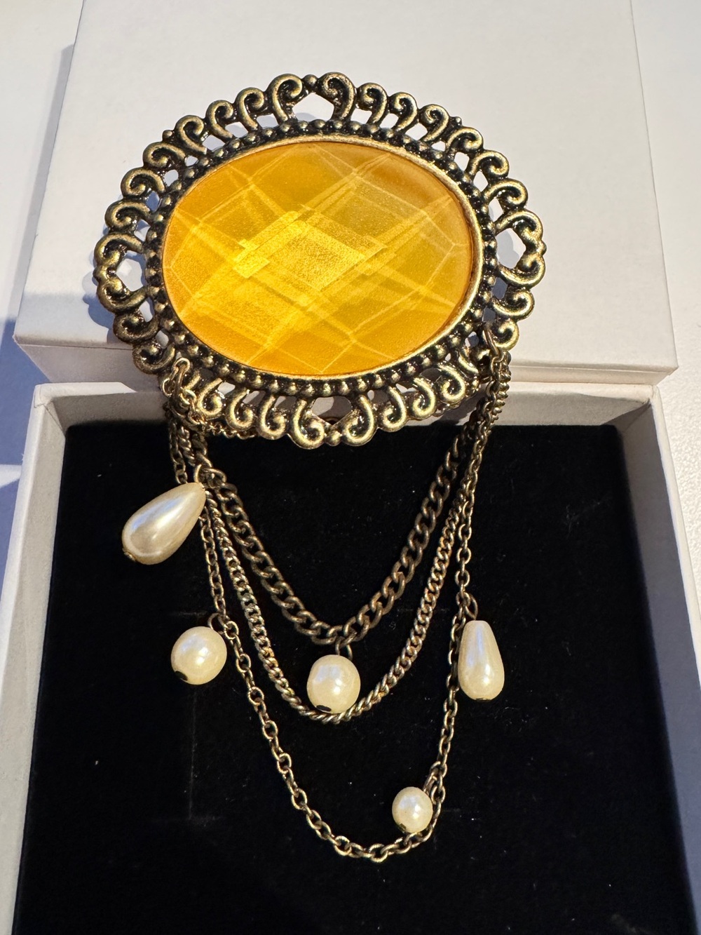 Vintage Brooch with Pearl Drops